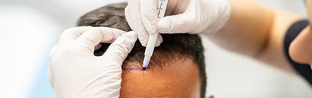 Hair transplant surgery showing precise graft