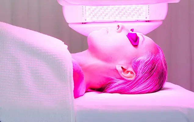 Dermalux LED light therapy facial treatment session