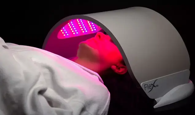Patient receiving LED light therapy treatment
